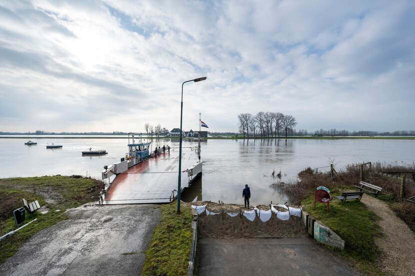 Hoogwater de Rijn in Ingen en Elst (februari 2021)